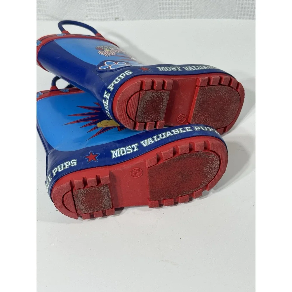 Paw Patrol Toddler Rain Boots Size 5-6 Blue‎ Red Rubber